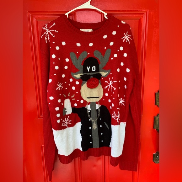 Daisys Boutique Other - Men’s Large Christmas Sweater with 3D Reindeer Nose